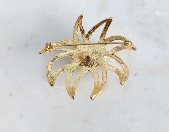 Ciro Gold Flower Brooch, Paloma Picasso Style Flo… - image 4