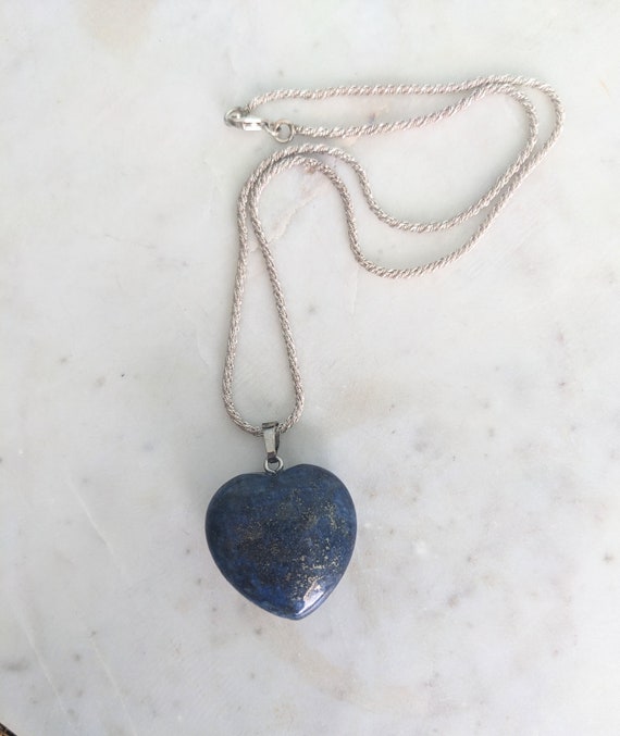 Lapis Lazuli Heart Sterling Silver Necklece, Hear… - image 2