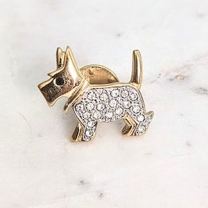 Vintage Ciro Rhinestones Scottie Pin Brooch Gold & Silver Tone Bling Dog Pin Holiday Jewelry, Dog Lover Gift, Pavé Cubic Zirconia