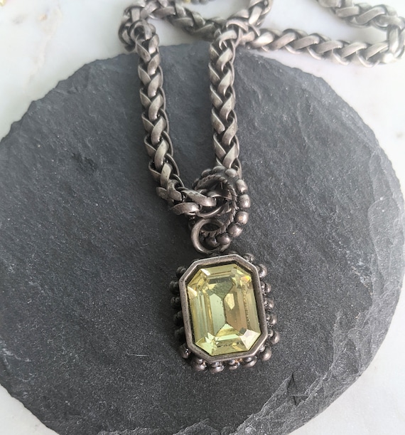 Collier Ras Du Cou Vintage Strass - Style Art Nouveau, Longueur 40.6cm, Teinte Argentée - Occasion