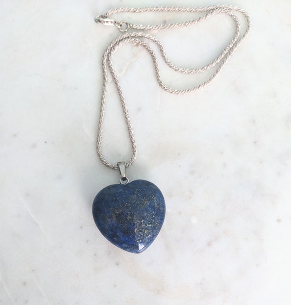 Lapis Lazuli Heart Sterling Silver Necklece, Hear… - image 1