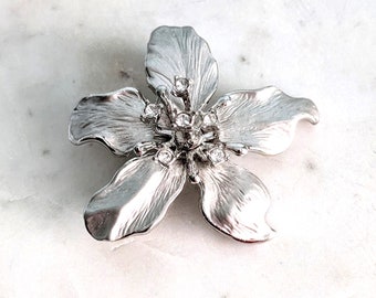 Vintage Ciro Silver Crystal Flower Brooch, Brooch Silver Flower,  Brooch Pin, Gift for MOther, Wife, Sister