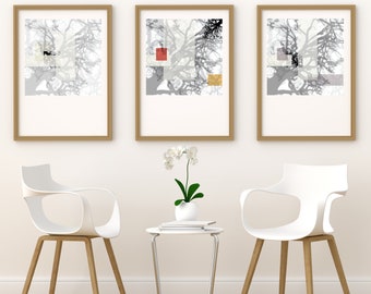 Parisian Collection, TREETOPS  (Series of 3 Downloadable Prints) 2023 Color Complements, Tones To Complement Various Interiors