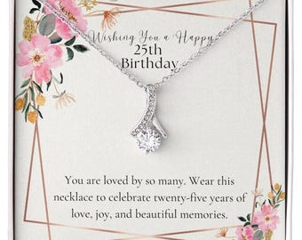 25th Birthday Gift, 25th Birthday Necklace, 25th Birthday Gifts for Women, Necklace Birthday Gift, Birthday Milestone Gift, 25th Birthday