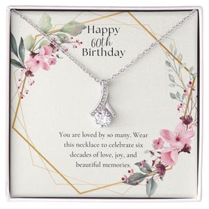 Cadeau pour 60e anniversaire, Cadeaux pour 60e anniversaire, Cadeaux pour 60e anniversaire pour femme, Cadeau d'anniversaire avec collier, Cadeau pour étape importante, Carte pour 60e anniversaire