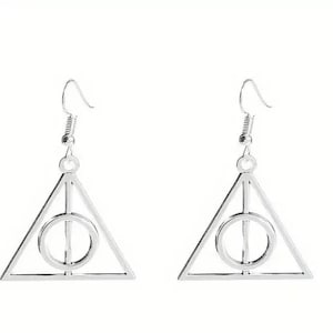 Harry Wizard Potter Deathly Hallows Earrings, Dangle Hook Earrings, Harry Wizard Potter Cosplay Jewelry, Minimalist Jewelry, Gifts for Her