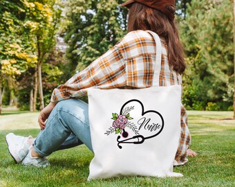 Floral Stethoscope Nurse Tote Bag, Nurse Tote Bag, Nurse Gift, Nursing Student, RN BSN Graduation, Nurse Appreciation, Nurse Christmas Gift