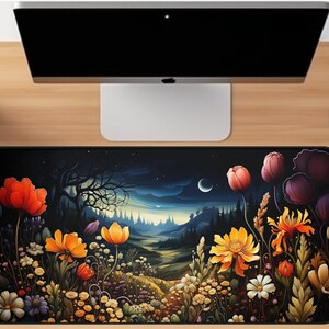 Large Floral Desk Mat, xl Mousepad, Plant Desk Mat, Extra Large Mouse Pad, Cottagecore Desk Mat