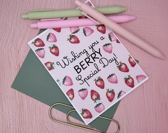 Strawberry Greeting Card with Envelope – Wishing You a BERRY Special Day!