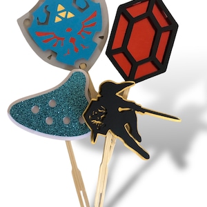 Legend of Zelda Cupcake Toppers / layered toppers / set of 12 or 24 / nerdy birthday / geeky celebration / unisex toppers / customizable