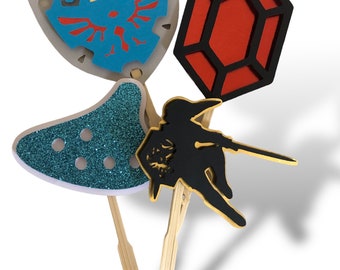 Legend of Zelda Cupcake Toppers: Layered Cardstock, Geeky Birthday