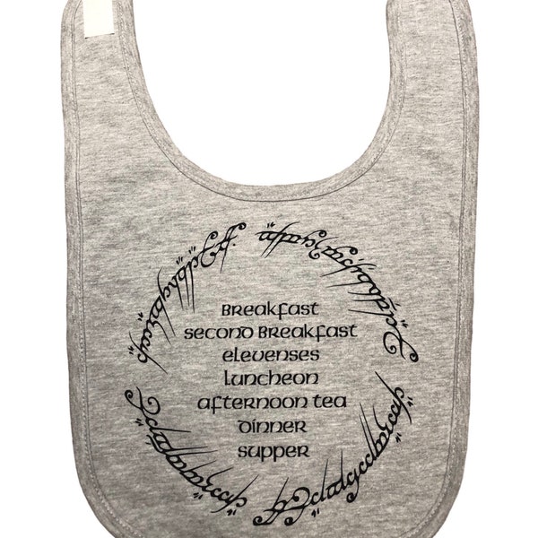 Hobbit Menu Bib / lord of the rings baby / second breakfast / LoTR / cloth oversized baby bib