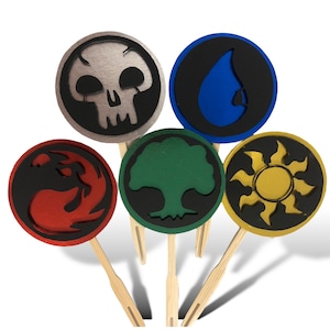MTG mana cupcake toppers / magic the gathering / nerd decor / geek decor / mtg birthday / unisex cupcake toppers