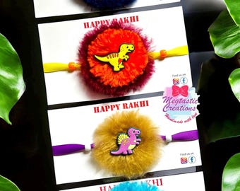Blue dino wristband, T-Rex wristband, Dinosaur rakhi, Kids wristband, Animal rakhi, Stocking fillers, Kids Rakhi, Brother rakhi,Rakhri