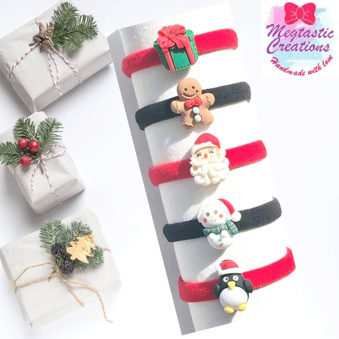 Christmas hair bobbles, Christmas hair ties, Festive hair elastics, Festive hair bobbles, Stocking fillers, Festive hair accessories, Santa