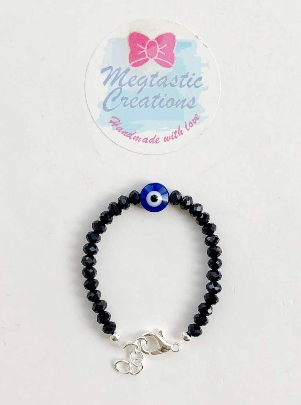 Matte Black Onyx Bracelet with Evil Eye – Healing Aura Crystals
