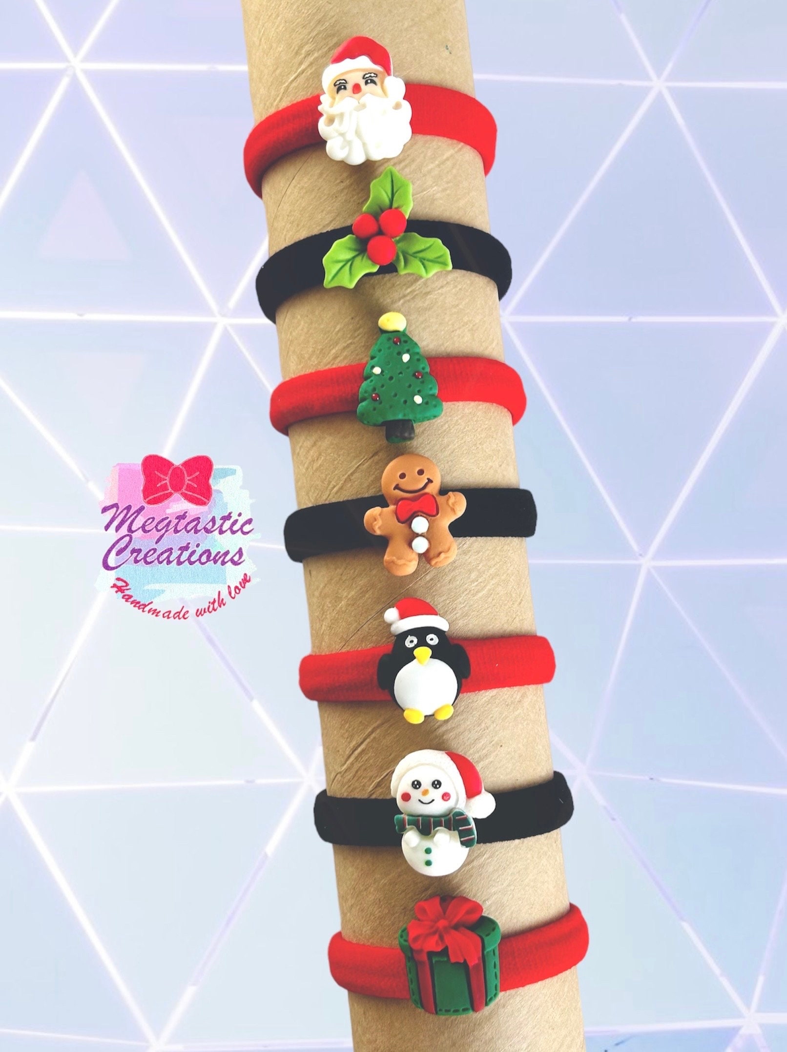 Christmas hair bobbles, Christmas hair ties, Festive hair elastics, Festive hair bobbles, Stocking fillers, Festive hair accessories, Santa