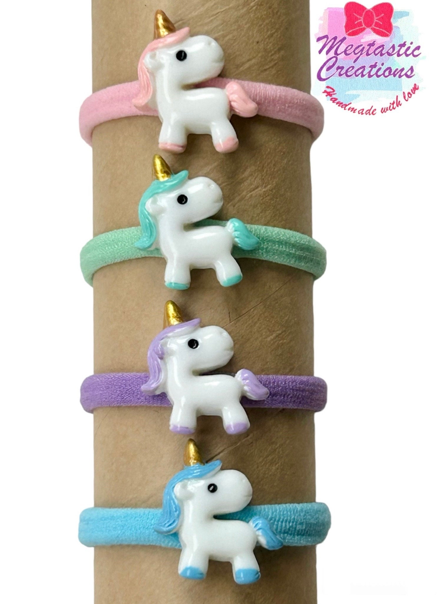 4 Einhorn-Haargummis Aus Baumwolle – Elastische Scrunchies Für Frauen & Mädchen