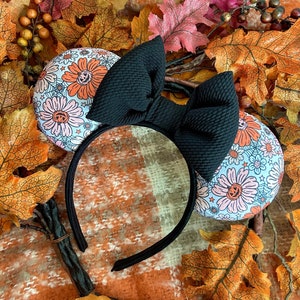 Halloween Minnie Ears, Flower Fall Minnie Ears, Adorable Pumpkin Mickey Ears, Flower Pumpkin Mouse Ears, Halloween Ears