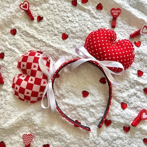 Oreilles de souris en forme de coeur, oreilles de Minnie Saint Valentin, oreilles de souris Saint Valentin, oreilles de Minnie coeur, oreilles de Minnie Coquette