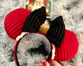 Santa Claus Minnie Ears, Christmas Minnie Ears, Adorable Santa Minnie Ears, Festive Mickey Ears, Disney Christmas Ears, Santas Suit Ears