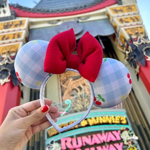 Runaway Railway Mouse Ears, Blue Gingham Mouse Ears, Picnic Minnie Ears, Flower and Cherry Minnie Ears, Spring Mouse Ears, Picnic Mouse Ears