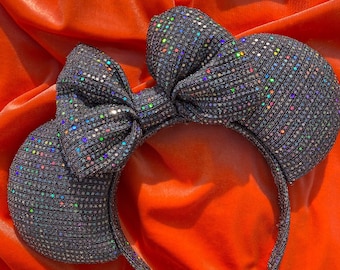 Holographic Mouse Ears, Sparkling Mouse Ears, Silver Holographic Ears, Reflective Mouse Ears, Unique Ears
