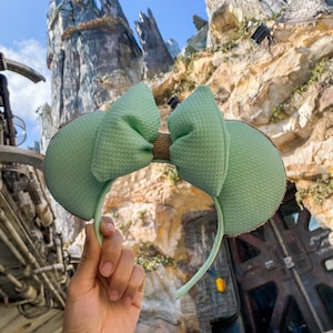 Orejas de ratón inspiradas en Baby Yoda, orejas de Yoda y Minnie, orejas inspiradas en Grogu, orejas de Star Wars, orejas de Mandaloriano