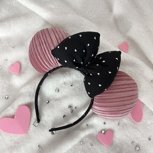Oreilles de souris Saint-Valentin rose blush, oreilles de souris coeur, oreilles de souris coeur Saint Valentin, oreilles inspirées de la Saint-Valentin