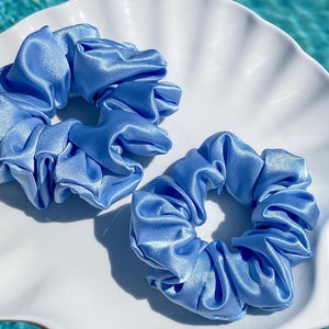 Blue Satin scrunchie! | Dark blue handmade scrunchie | Hair Ties Accessories | Soft hair tie | XL scrunchie