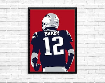 Tom Brady Poster, Digital Art, Wall Art Printable, New England Patriots, Man Cave Gift, Wall Decor, Sports Art