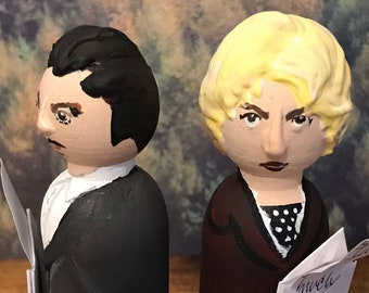 Ian Brady & Myra Hindley Wood Dolls 4” Pair