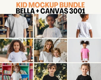 Kids Tshirt Mockup Bundle, Toddler Tshirt Mockup Bundle, Kids Model Mockup, child shirt mockup, Bella canvas 3001T Mockup Bundle