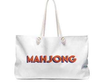 Mahjong Tote Bag / Bolsa de transporte Mahjongg de gran tamaño para bastidores y azulejos / Regalo Mahjong / Naranja y Azul / Mahjong Travel