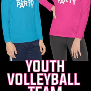 Youth Volleyball Long Sleeve Shirt Team Jersey - Block Party Indoor Court Outdoor Sand Uniform