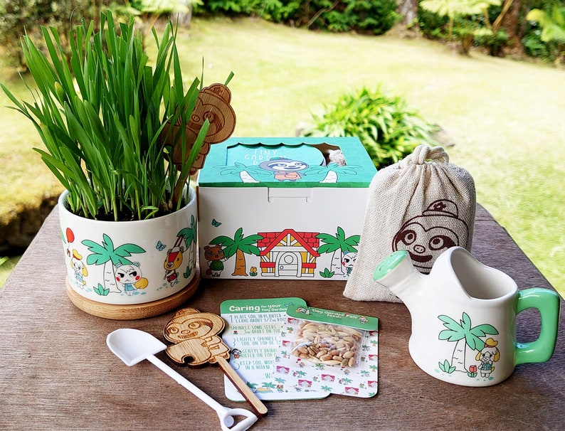 ACNH Inspired Gardening Kit Tiny Garden Pals With Watering Can Etsy