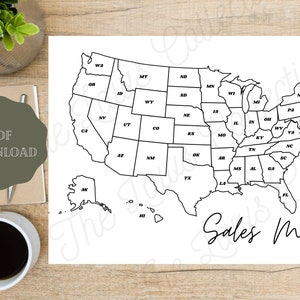 USA Sales Map for Small Business, Small Business Sales Tracker, Sales Tracker Download, Maker Sales Map, Etsy Shop Sales Tracker Map