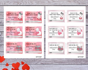 Tarjetas de San Valentín con gatos para niños: imprimibles en rosa (PDF)
