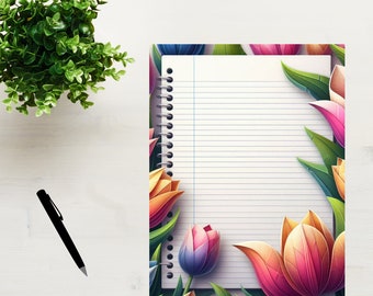 Floral Printable Stationery: Lined Writing Paper (PDF)