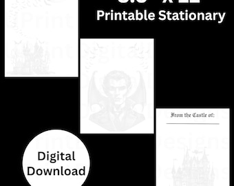 Papelería imprimible de Castillo de Vampiros: Papel para escribir letras góticas (Descarga en PDF, 8,5 x 11 pulgadas)