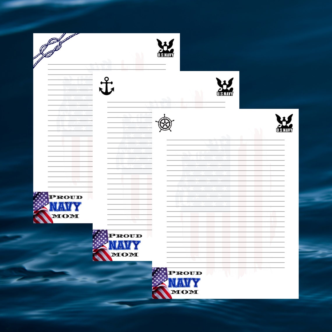 Navy Mom Stationary - Printable Stationary - Printable Writing Paper ...