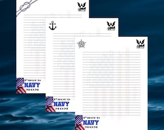 Papelería imprimible para mamá orgullosa de la marina: Papel de escribir imprimible con la bandera estadounidense (PDF)