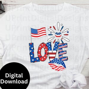 Bandera patriótica de EE. UU. PNG: Diseño de camiseta del 4 de julio (Descarga digital)