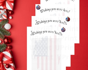 Patriotic Christmas Stationery: Military Ornament, American Flag (Digital PDF)