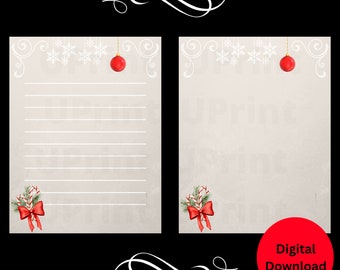 Christmas Stationery Printable – Snowflake & Candy Cane Design (PDF)