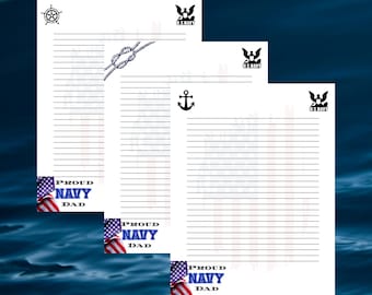 Papelería imprimible "Orgulloso papá de la Marina": Diseño militar de la bandera estadounidense (PDF)
