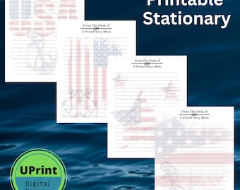 Papelería para mamá orgullosa de la marina: Papel imprimible con la bandera estadounidense (descarga en PDF)