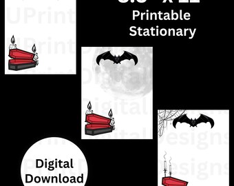 Papelería gótica de ataúd de murciélago: temática vampírica (PDF imprimible)