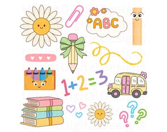 Back to School Clipart PNG, Doodle Design (Digital Download)