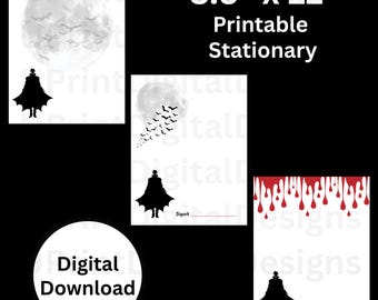 Papelería vampírica: Papel de escribir imprimible de Halloween gótico (PDF)